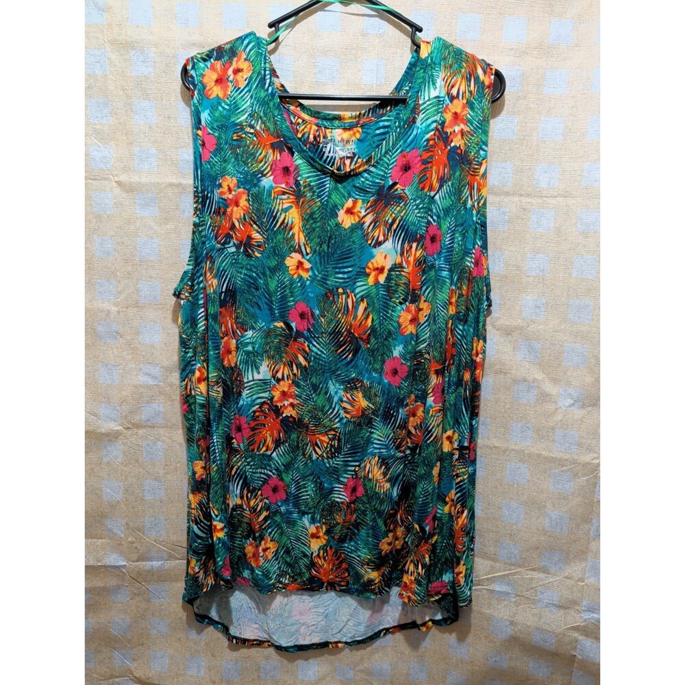 Ruff Hewn Women's 3x Tropical Tank High Low Top Resort Vacation Beach